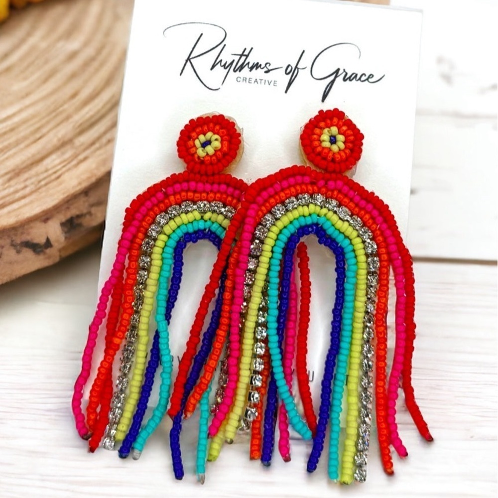 Beaded Rainbow Dangle Earrings - Celebrate Love & Joy! 🌈 NWT Pride Accessories